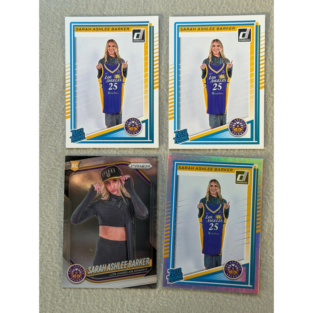 2025 Panini Sarah Ashlee Barker WNBA RC 4 Card Lot Prizm Donruss Holo Sparks
